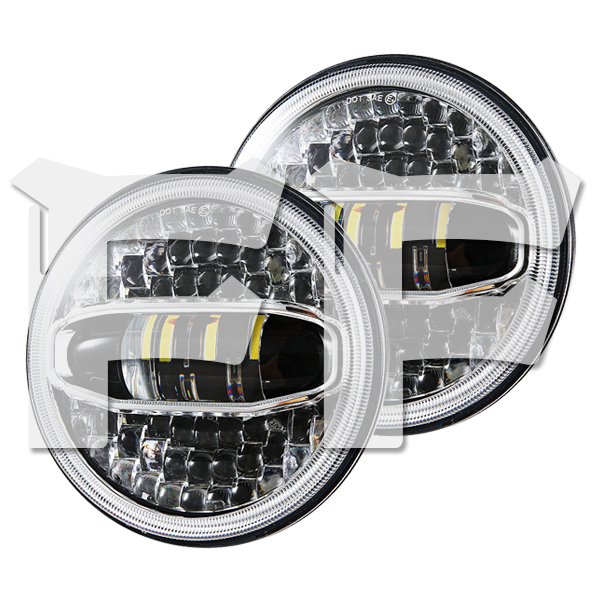 送料無料.. ラングラー 7インチ LED ヘッドライト プロジェクターレンズ Hi.Low.DRL.ウインカー JK LJ TJ CJ ハマー H1 H2 MS-1088WY 新品_画像1