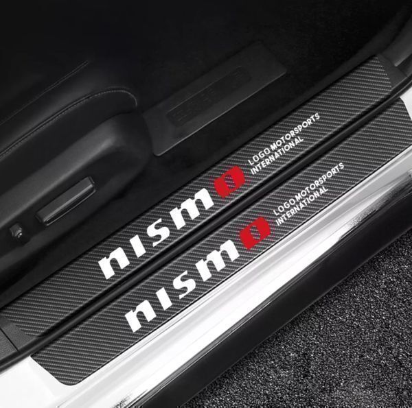 S118【NISMO】 ニスモ ドア フット プロテクター カーボン ステッカー スカッフ プレート 180SX フーガ プレジデント ティーダの画像1