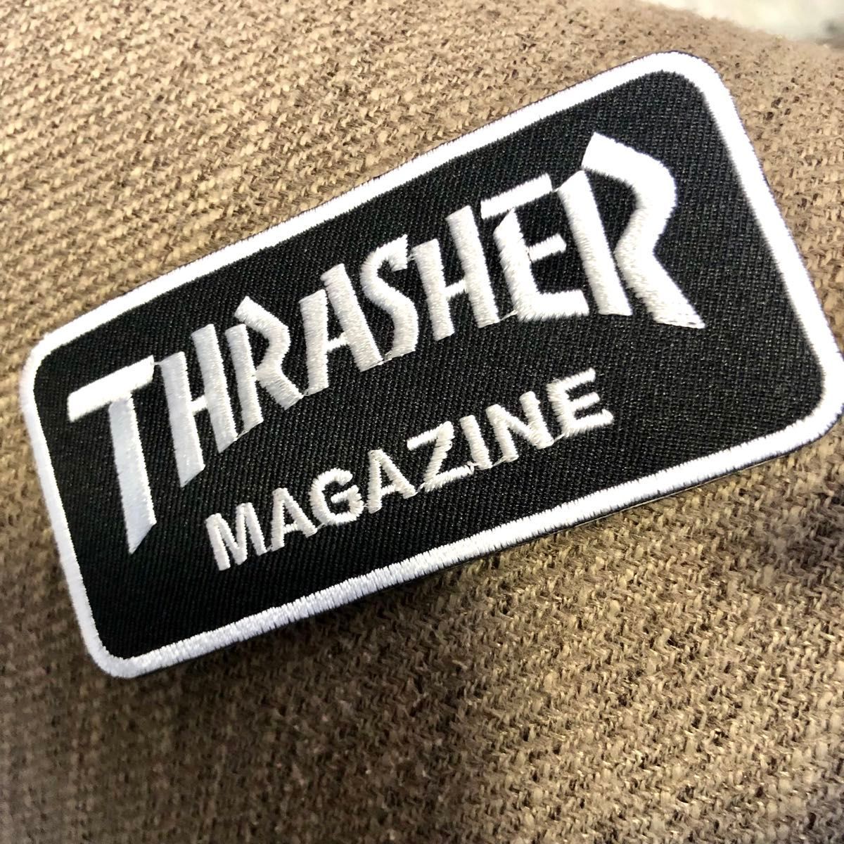 THRASHER スラッシャー　マガジン　黒　ワッペン　スケーター　スケボー　スケートボード　