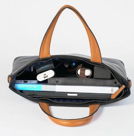  new goods business bag shoulder bag original leather stylish leather attache case men's briefcase commuting A4 PC correspondence diagonal .. handbag business trip 
