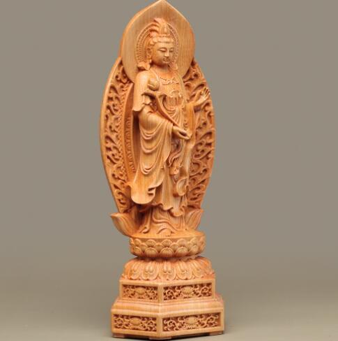 . Kashiwa tree carving Buddhist image house seat . entranceway . backlight attaching . sound ornament ...20cm