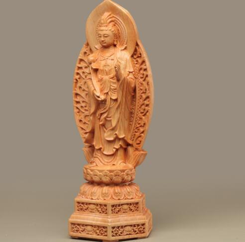 . Kashiwa tree carving Buddhist image house seat . entranceway . backlight attaching . sound ornament ...20cm