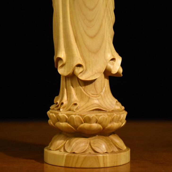 小葉黄楊木彫り如意観音神像置物の画像9