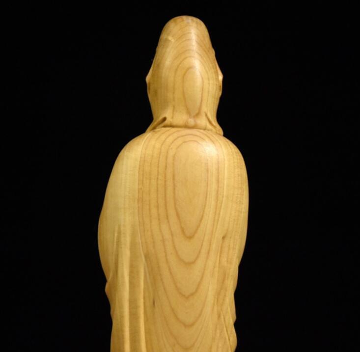 小葉黄楊木彫り如意観音神像置物の画像8
