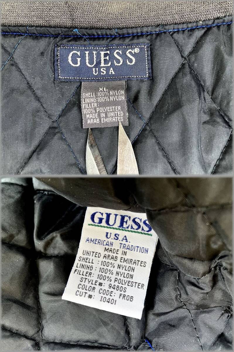 ★GUESS USA　90s　中綿入り　フルジップ　ジャケット　ブルゾン　MA-1タイプ　size XL　ビッグサイズ★検 ゲス ビンテージ アメリカ 古着_画像4