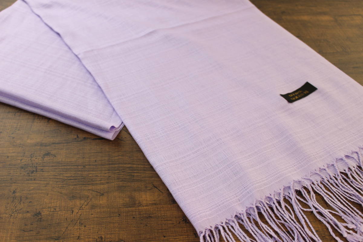 新品 春色 薄手【シルク100% SILK】無地 パステルパープル PURPLE 紫 Plain 大判 ストール