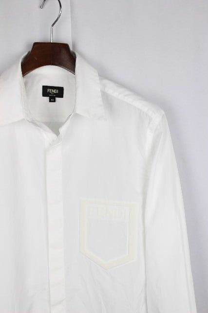 20SS フェンディ FENDI ポケット ロゴ カジュアルシャツ ホワイト FS0751 AF04 [40] メンズ カッターシャツ トップス I48の画像1