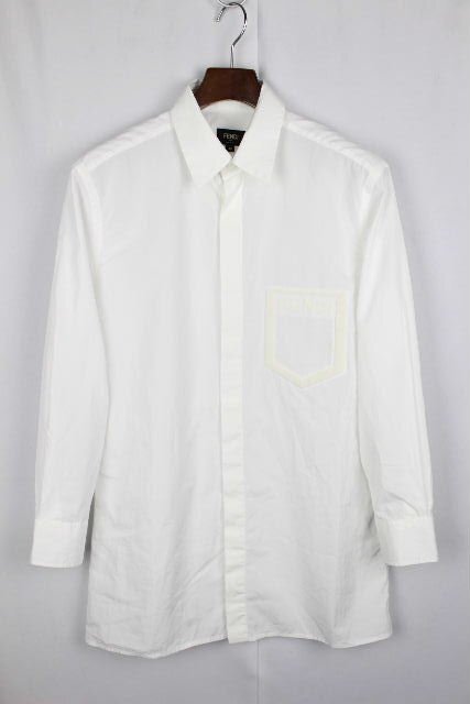 20SS フェンディ FENDI ポケット ロゴ カジュアルシャツ ホワイト FS0751 AF04 [40] メンズ カッターシャツ トップス I48の画像2