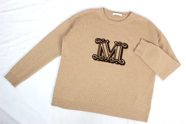 Max Mara MaxMara Icon M Logo cashmere sweater Camel beige [M-L corresponding ] lady's pull over P419