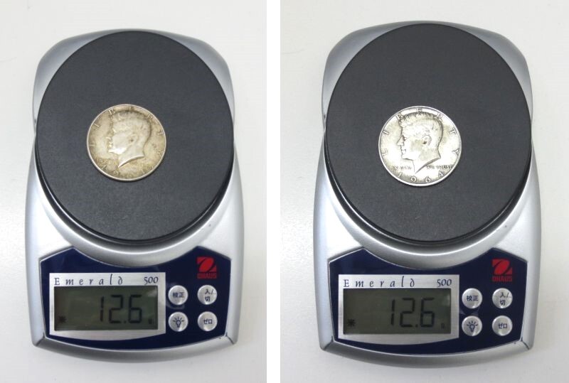 【4-186】 1964年 アメリカ ケネディ ハーフダラー 銀貨 2枚セット 50セント 古銭 の画像10