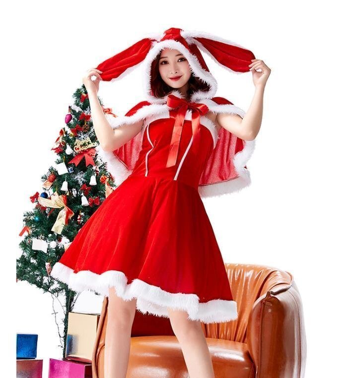 かわいい　コスプレドレス クリスマス ワンピース レディース 仮装 マント+ドレス　コスチューム 衣装 Xmas 学園祭 パーティー_画像1