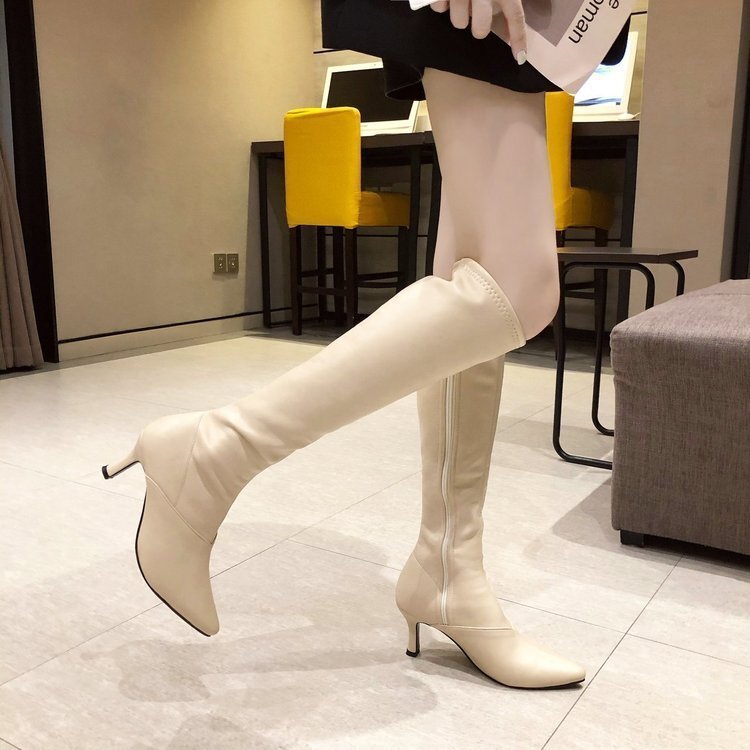  boots lady's long boots high heel po Inte dotu pin heel long height shoes shoes beautiful legs fatigue not 22cm~24.5cm black Q393