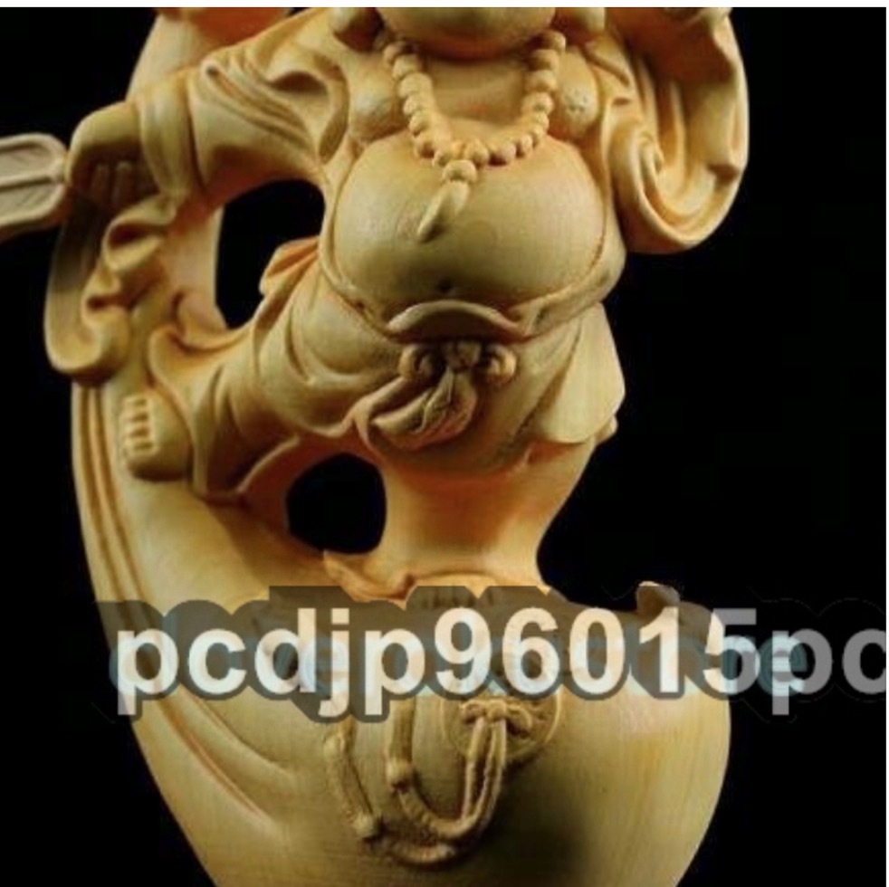 極上品 布袋様 七福神 置物 精密彫刻 木彫仏像 仏教工芸品 金運 財運_画像3