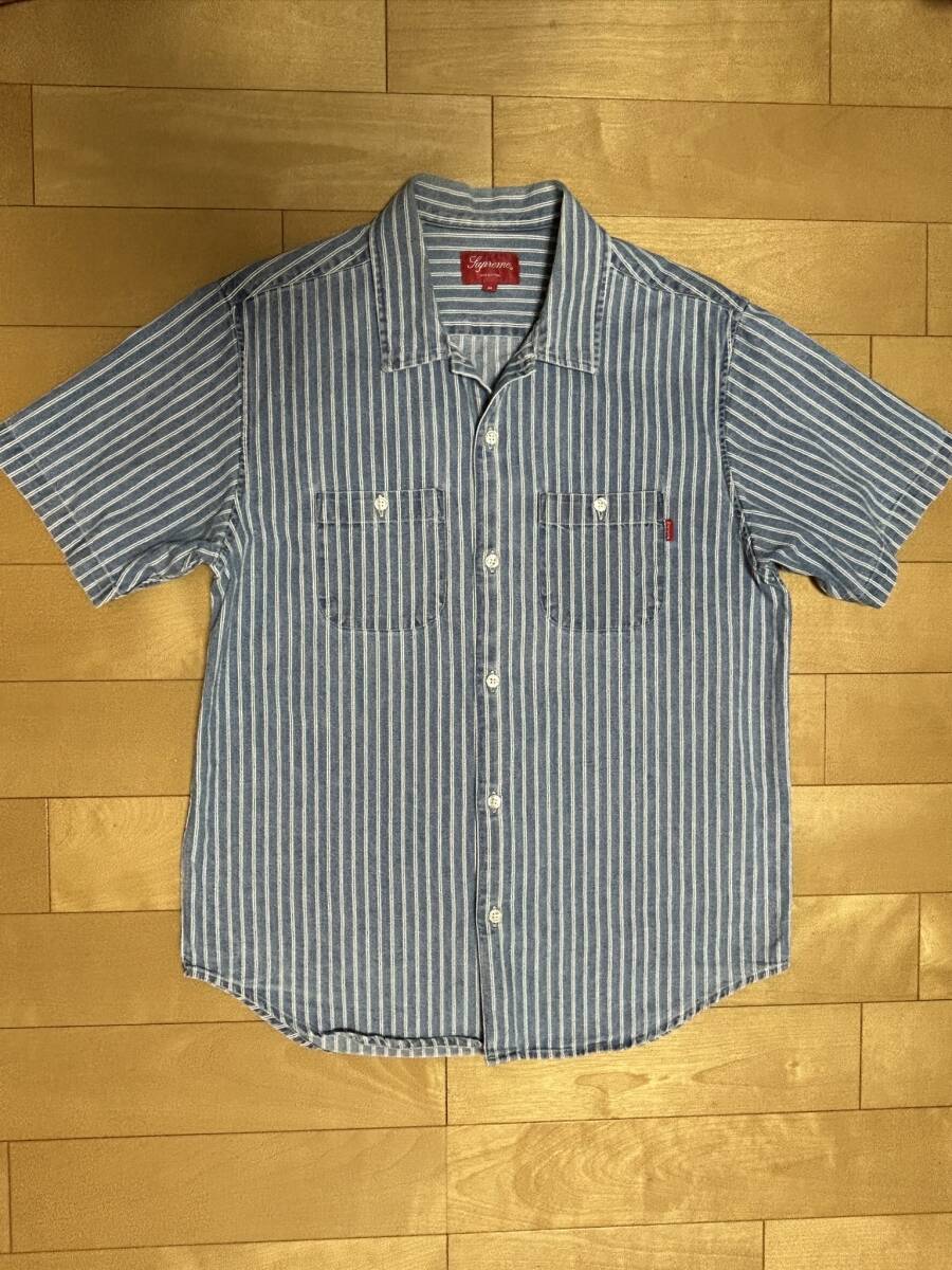 supreme 17ss stripe denim s/s shirt シュプリーム ストライプ デニム ショートスリーブ シャツ インディゴ indigo 窪塚 着用 ヒッコリーの画像2