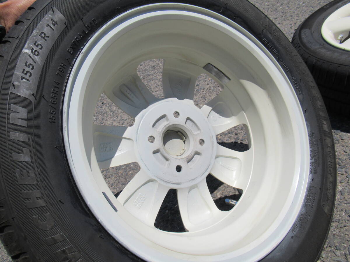 中古タイヤ☆155/65-14 155/65R14 ミシュラン ENERGY SAVER4 2022年製 ラパン純正 アイボリー 4.5J+45 100 4H アルト ラパン MRワゴン等☆_画像7