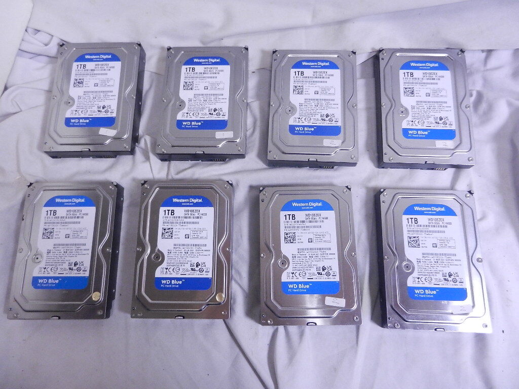 1TB 3.5インチHDD SATA WDC WD10EZEX-75WN4A1 使用時間0～1時間　8個セット　まとめて　②_画像1