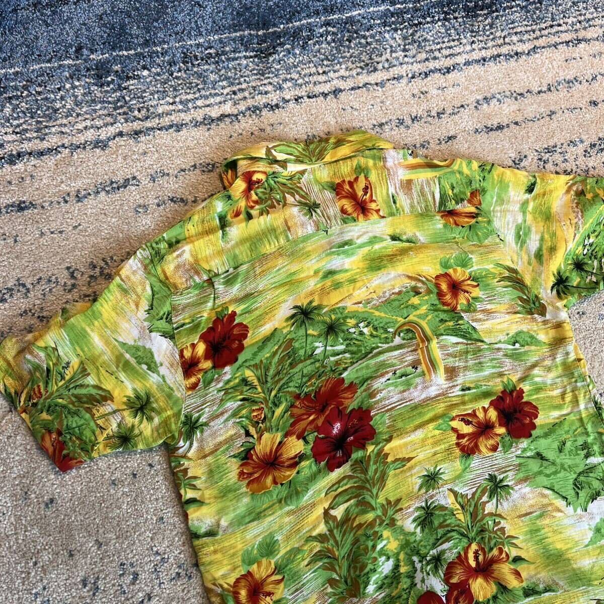50s~60s vintage aloha shirt ISLAND アロハシャツ ヴィンテージ ハワイアンシャツ MADE IN California オープンカラー ロカビリー 半袖_画像5