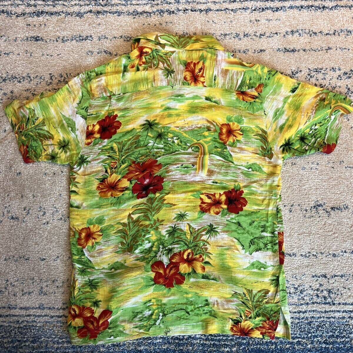 50s~60s vintage aloha shirt ISLAND アロハシャツ ヴィンテージ ハワイアンシャツ MADE IN California オープンカラー ロカビリー 半袖_画像4