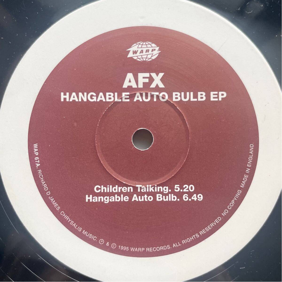 AFX / HANGABLE AUTO BULB EP Aphex Twin エイフェクスツイン WARP 1995年リリース UKオリジナル 3,000枚限定盤の画像1