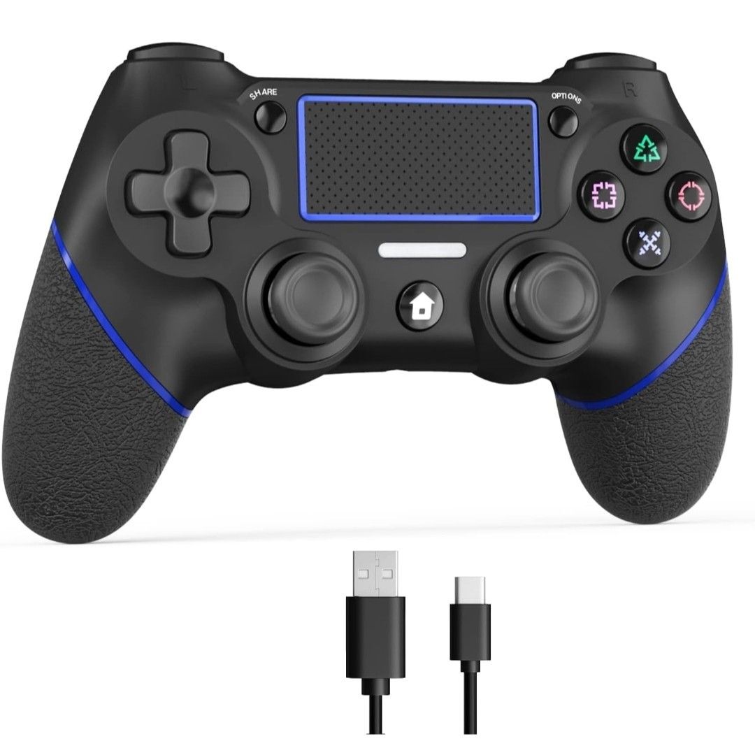 PS4コントローラー 2個セット ワイヤレス Bluetooth ジャイロセンサー 連射機能 ブラック