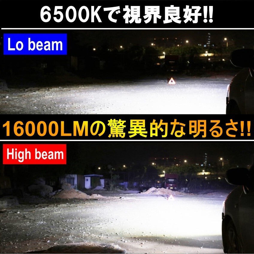 送料無料 LEDヘッドライト フォグランプ H4 COBチップ 12V 8000Lm 6500K 2本 車検対応 ポン付け Hi/Lo 切替式の画像3