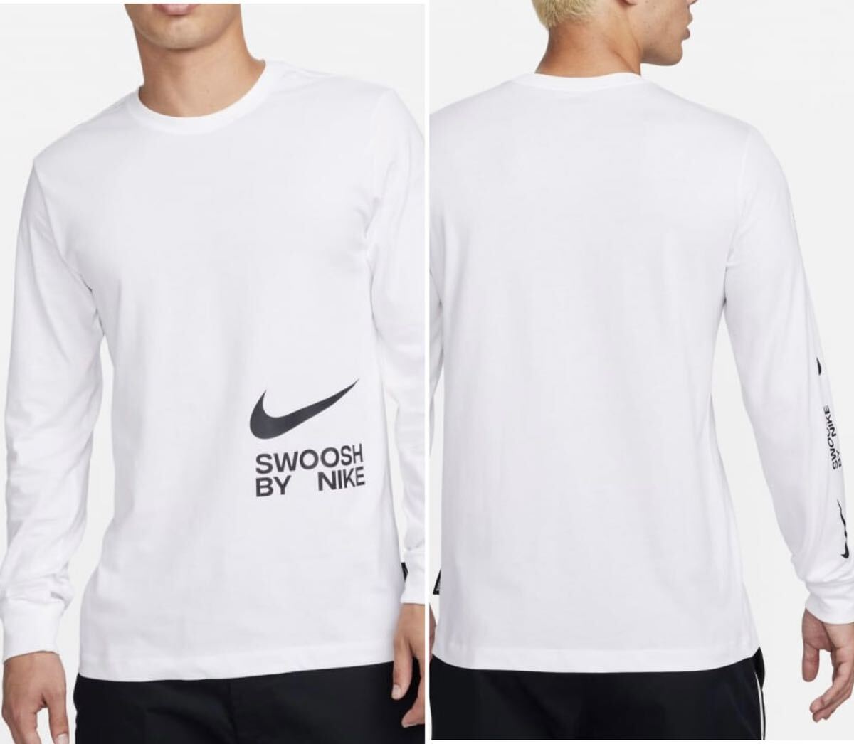 新品 ナイキ SWOOSH BY NIKE T-shirt スウッシュ 長袖Tシャツ ロンT ブラック&ホワイト 黒 白 ［ XLサイズ ］ 2枚セットの画像9