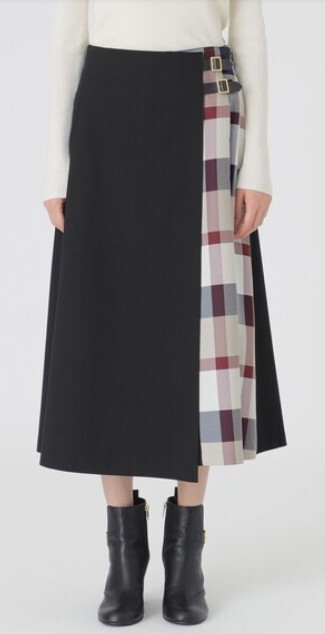 ■BLUE LABELブルーレーベル クレストブリッジチェック切替えスカート風パンツ黒28,600円■の画像9