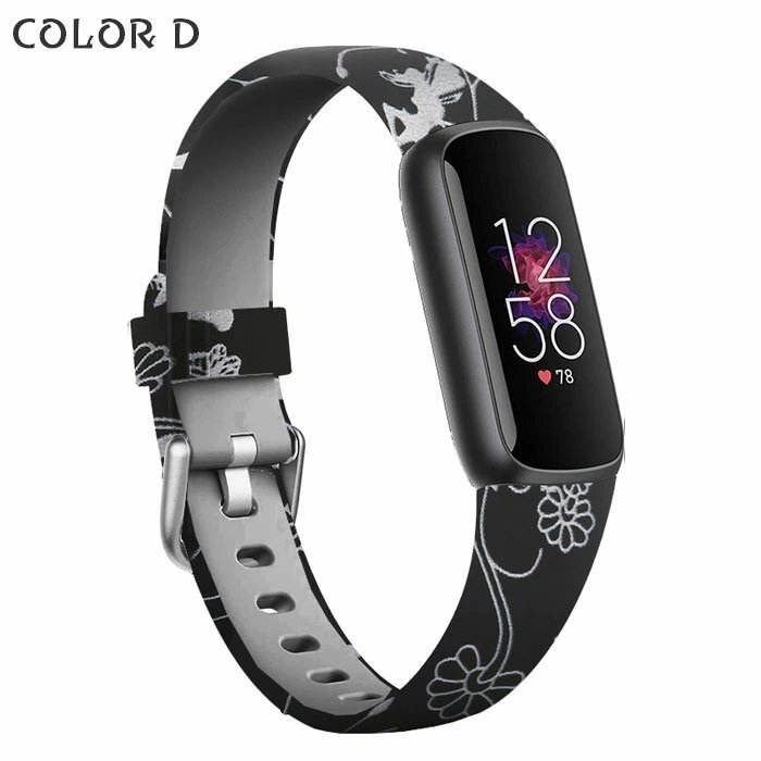 fitbit luxe トラッカー バンド 対応 交換用 ベルト ゼブラ柄 ヒョウ柄 花柄 シリコン 着替えストラップ スマートウォッチ ベルト☆COLOR D_画像1