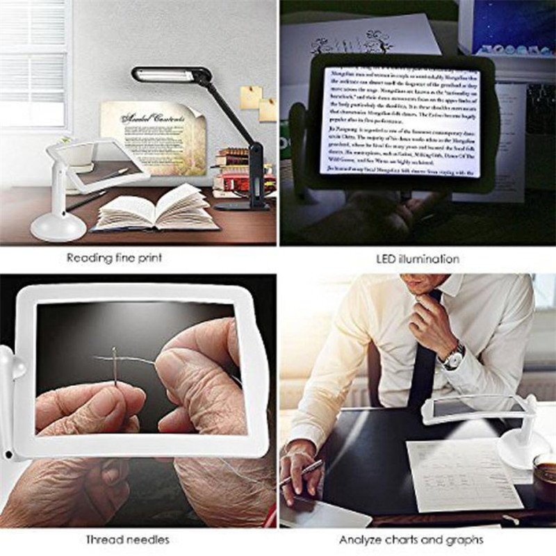  desk magnifier /LED light attaching / stand insect glasses / magnifying glass / battery type /360 times rotation / independent / reading / nails / plastic model making / sewing / large lens 