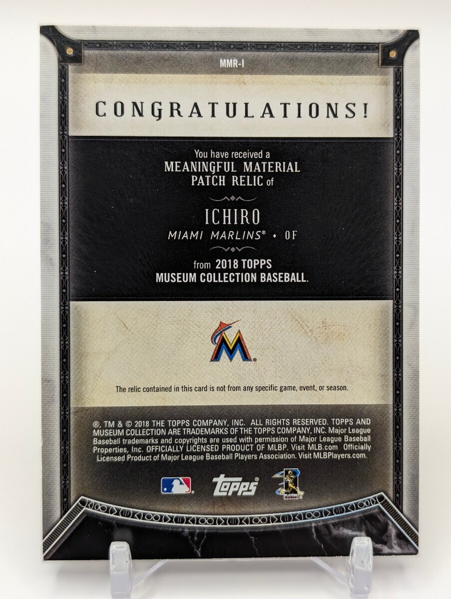 【10枚限定】イチロー/2018/Topps/Museum Collection/GAME-USED MEMORABILIA/マーリンズ_画像4