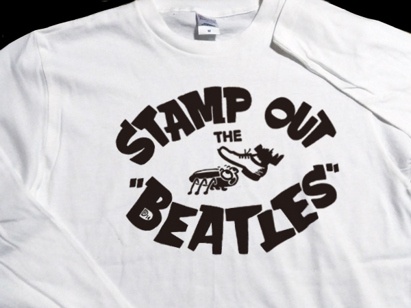 送込　STAMP OUT THE BEATLES 　ビートルズ　ロンT 長袖Tシャツ 白 Mサイズ_画像1