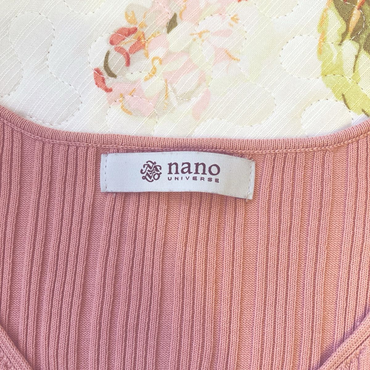 nano universe ナノユニバース　レディース　七分袖　カットソー　ピンク　サイズ38