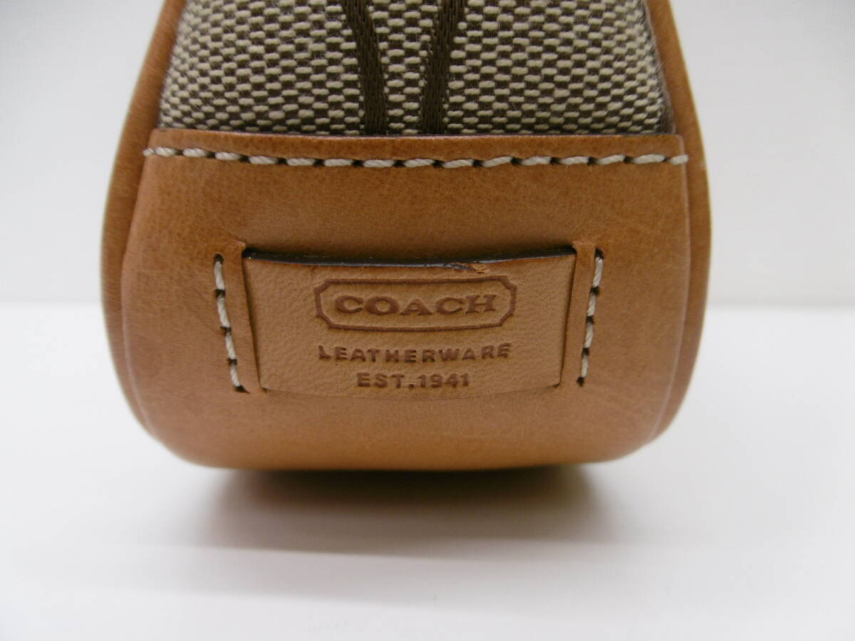 ブランド祭 バッグ祭 COACH コーチ シグネチャー ハンドバッグ 6094 ミニ キャンパス レザー レディース シミ汚れ有 中古 自宅保管品_画像8