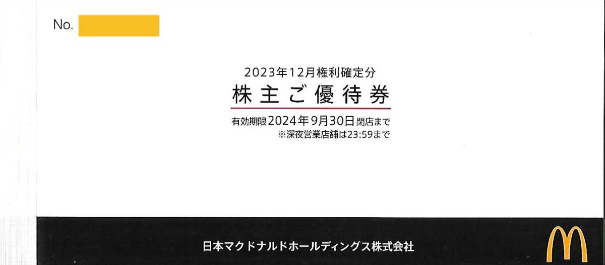 マクドナルド　株主優待券　12枚（6枚綴り×2）　匿名配送　送料込　即決_画像1