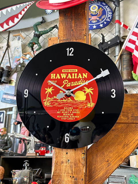 ハワイアン　レコードクロック（レッド） ■ アメリカン雑貨 アメリカ雑貨 壁掛時計 掛時計_画像1