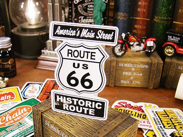 アメリカン　アドバタイジング　ステッカー　Lサイズ　（No.23/ROUTE66）　アメリカン雑貨　アメリカ雑貨　車　シール　ブランド_画像1