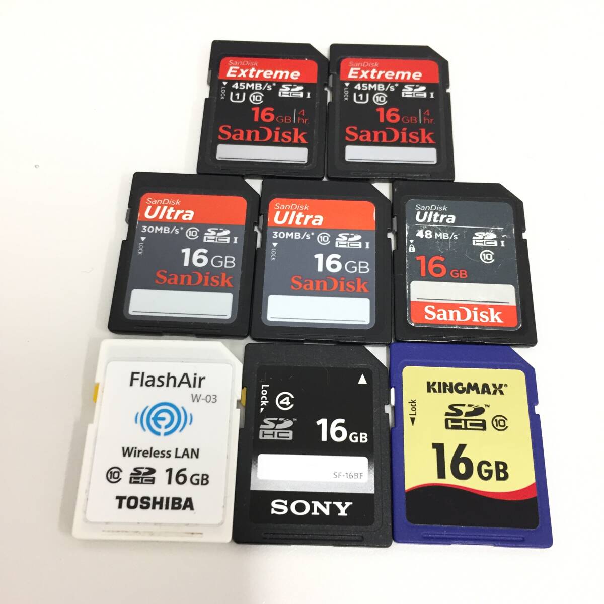◆SDカード 16GB 8枚セット SanDisk Ultra Extreme EXCERIA SDHC TOSHIBA SONY KINGMAX　【24/0412/0