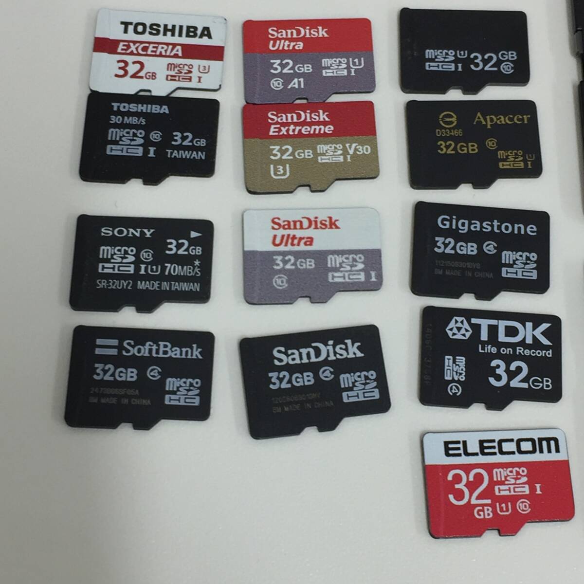 ◆microSDカード 32GB 13枚セット SanDisk TOSHIBA SONY SoftBank TDK ELECOM Gigastone Apacer Ultra Extreme EXCERIA HCの画像2