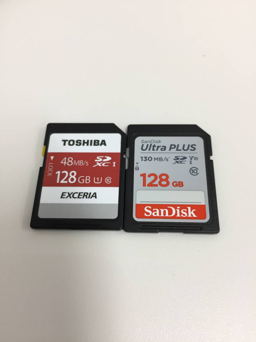 ◆SDカード 128GB 2枚セット TOSHIBA SDXC SanDisk Ultra PLUS メモリカード 【24/0412/0の画像1