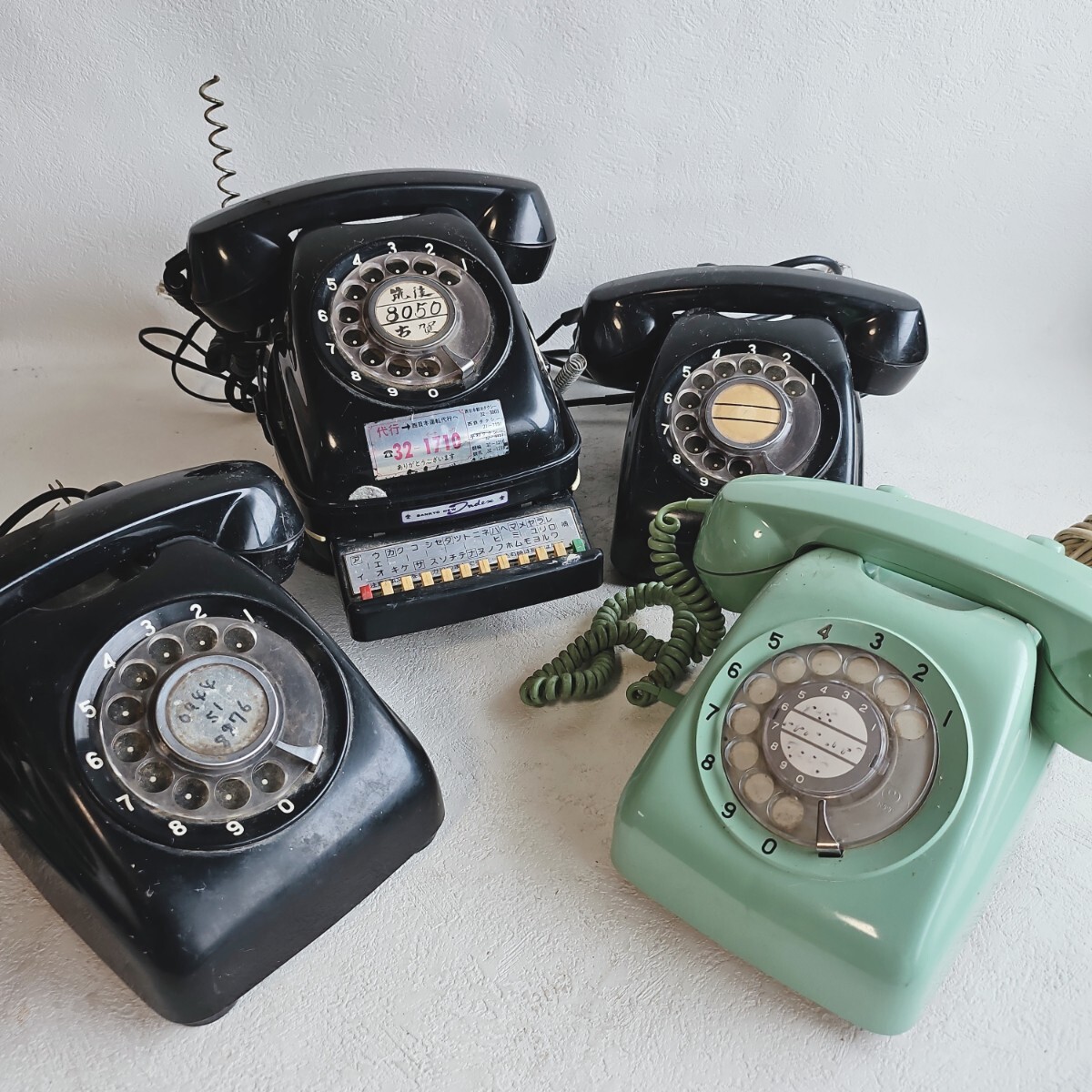  Showa Retro black telephone antique telephone machine dial type telephone retro interior together set 