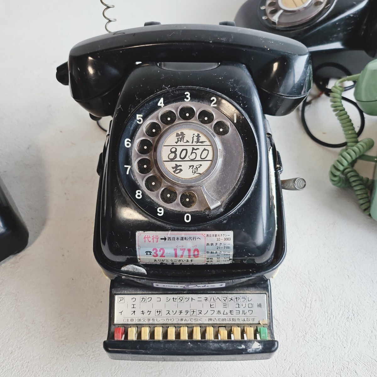  Showa Retro black telephone antique telephone machine dial type telephone retro interior together set 
