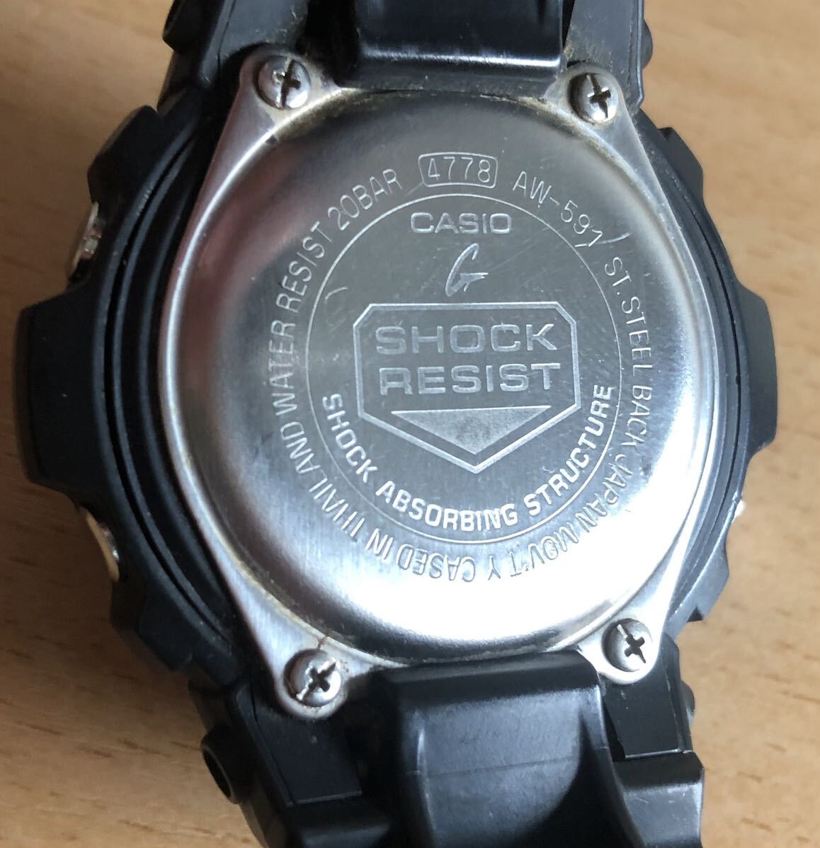 290-0505 CASIO カシオ G-SHOCK メンズ腕時計　ラバーベルト　クオーツ　アナデジ 黒　ブラック　AW-591 電池切れ　動作未確認_画像7