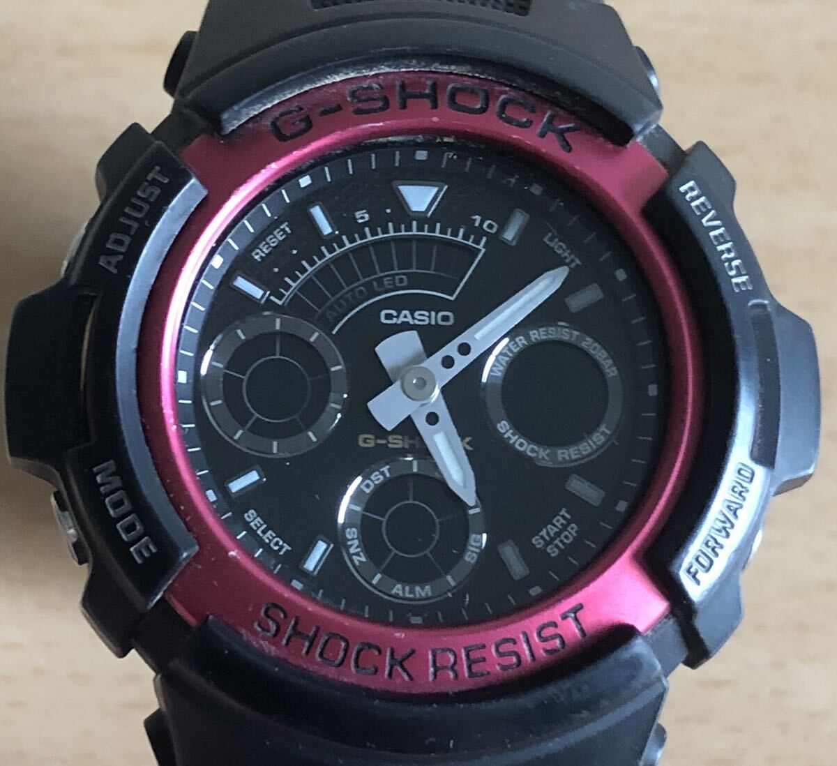 290-0505 CASIO カシオ G-SHOCK メンズ腕時計　ラバーベルト　クオーツ　アナデジ 黒　ブラック　AW-591 電池切れ　動作未確認_画像1