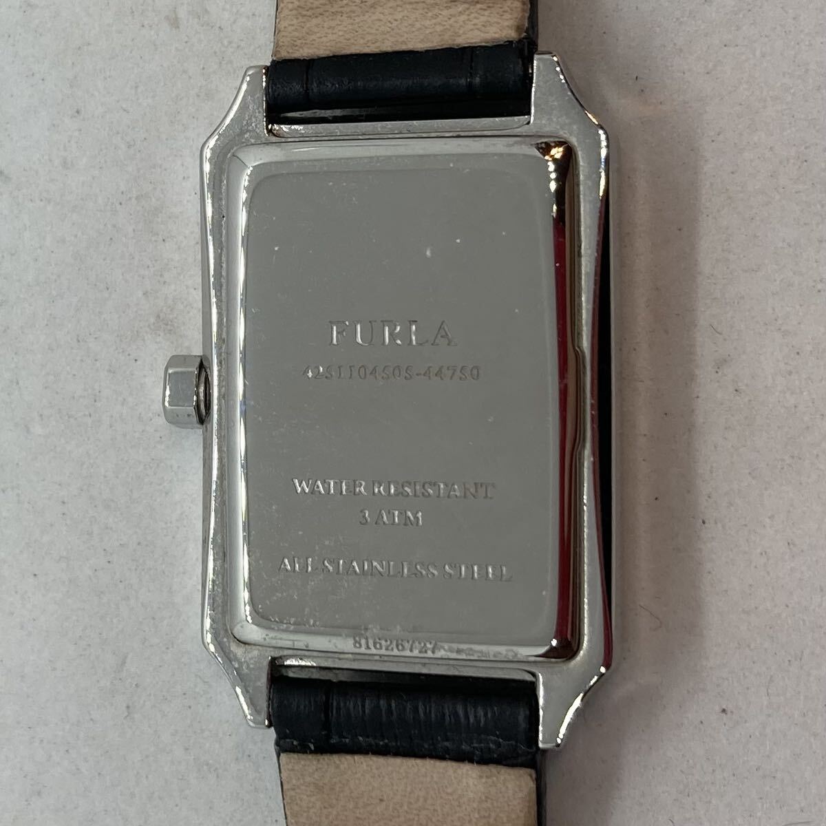 284-0243 FURLA wristwatch leather belt black flat battery operation not yet verification 