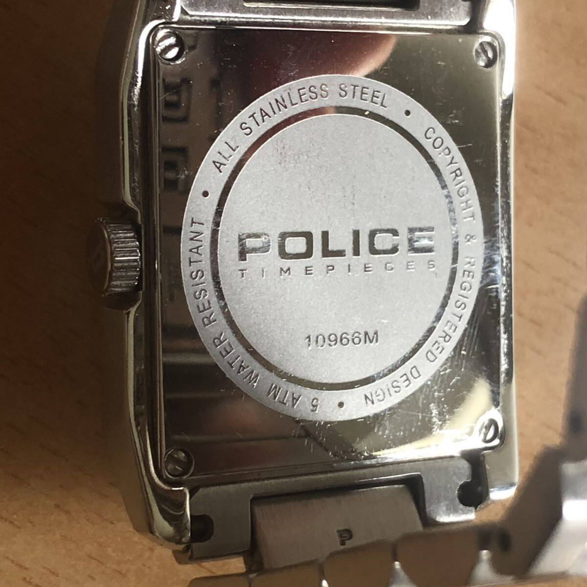 291-0273 POLICE ポリス メンズ腕時計 金属ベルト クオーツ 10966M 電池切れ 動作未確認の画像6