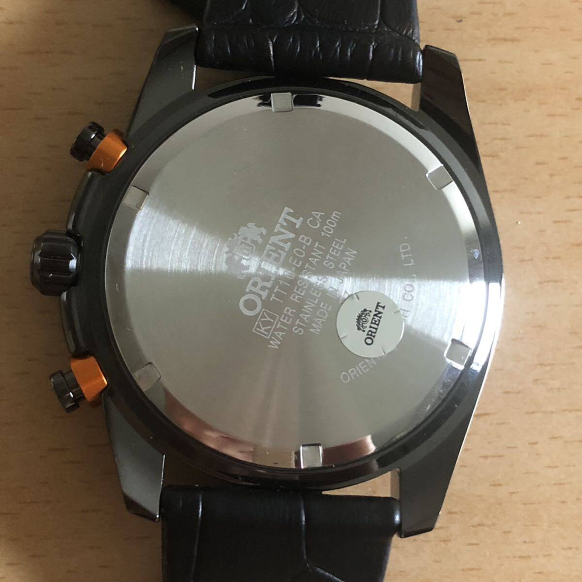 292-0506 ORIENT オリエント　メンズ腕時計　革ベルト　クオーツ　クロノグラフ　黒　ブラック　TT16-E0-B 稼働品 _画像5