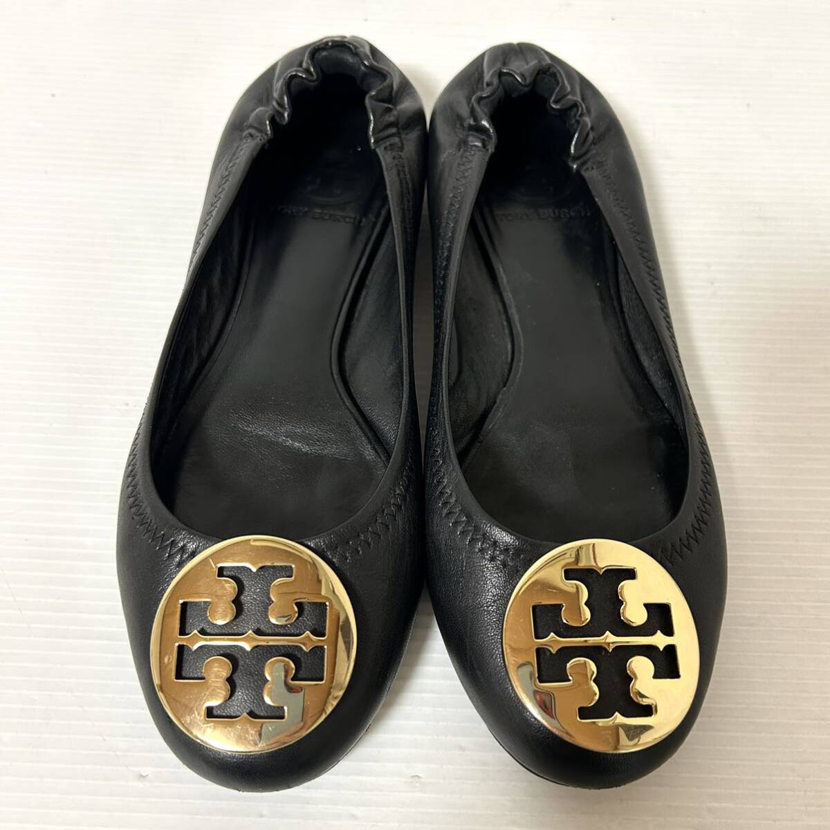 TORY BURCH トリーバーチ バレエシューズ フラットシューズ レザー 6M 23cm ブラック ＊BCの画像2