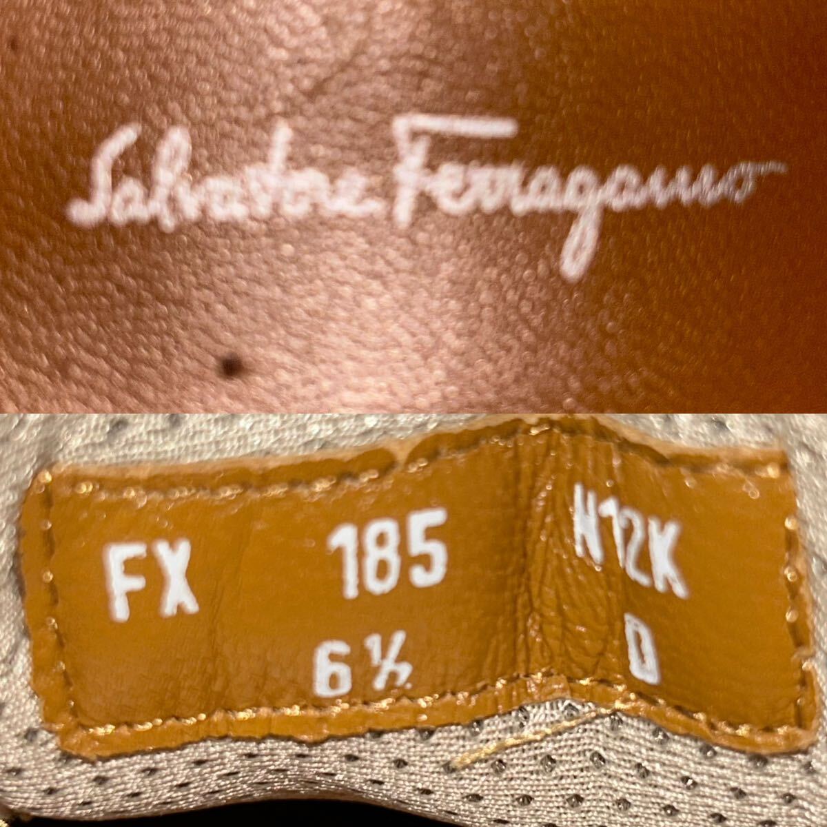 Salvatore Ferragamo サルヴァトーレフェラガモ フェラガモ レザースニーカー 61/2 24cm アイボリー ＊Rの画像10