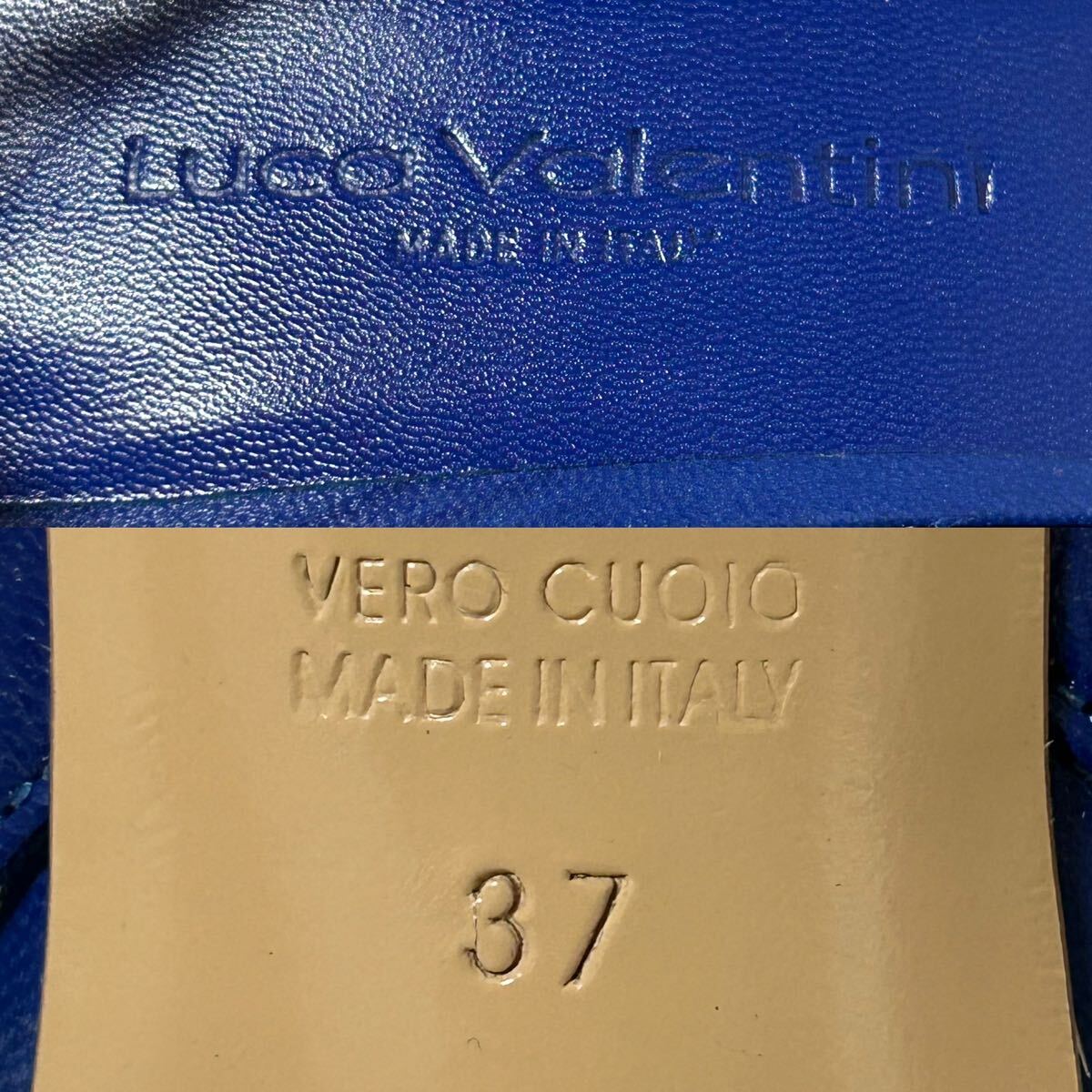 [ new old goods /BOX attaching ]LUCA VALENTINI LUKA VALENTI JAPAN -ni leather pumps back strap 37 23.5cm blue *DP