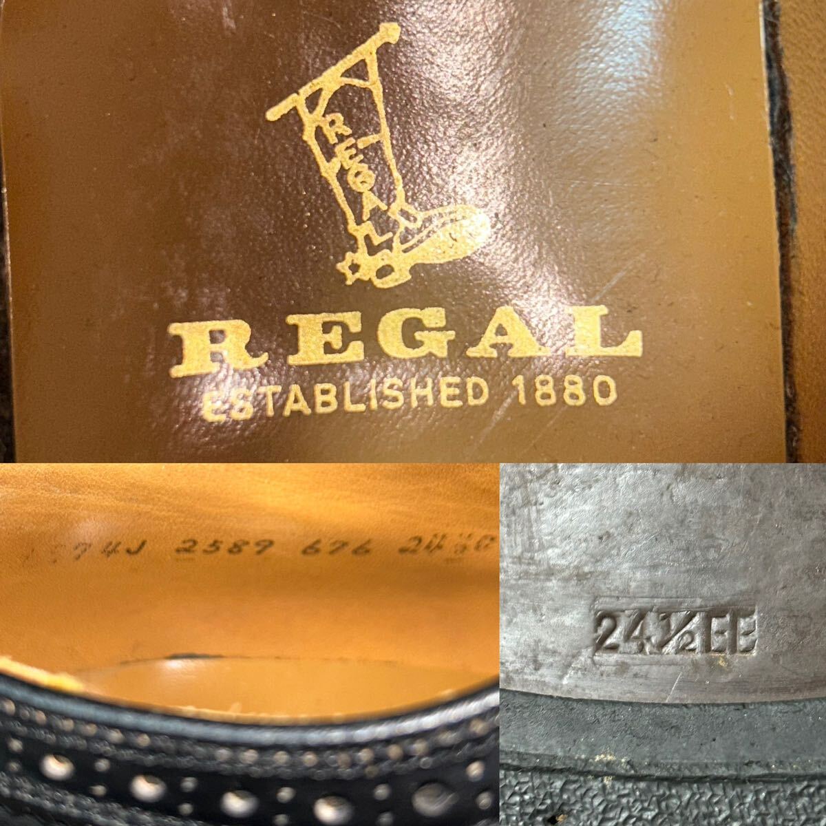 REGAL リーガル ウイングチップ レザーシューズ ビジネスシューズ 革靴 241/2EE 24.5-25cm ブラック ＊DE_画像10